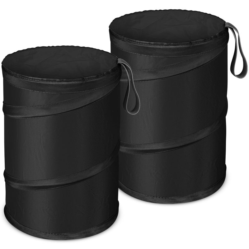 Kincown Car Trash Bin  2 Packs Pop-up Car Trash Can  Medium-Sized Collapsible Garbage Can with Elastic Band Hanging  Double-Layer Washable Vehicle Trash Can  hook and loop Waste Basket Bin - Image 1